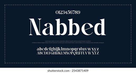 Elegant Font Uppercase Lowercase and Number. Classic Lettering Minimal Fashion Designs. Typography modern serif fonts regular decorative vintage concept. vector illustration