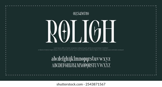 Elegant Font Uppercase Lowercase Number And Ampersand. Classic Lettering Minimal Fashion Designs. Typography modern serif fonts regular decorative vintage concept. vector illustration