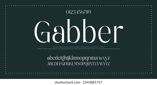 Letra elegante maiúscula minúscula e número. Clássico Lettering minimal Fashion Designs. Tipografia modernas fontes serif conceito vintage decorativo regular. ilustração vetorial