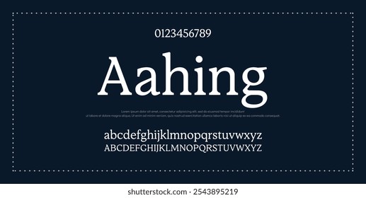 Letra elegante maiúscula minúscula e número. Clássico Lettering minimal Fashion Designs. Tipografia modernas fontes serif conceito vintage decorativo regular. ilustração vetorial