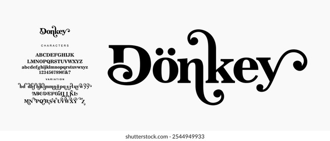Elegant Font Uppercase Lowercase and Number. Classic Lettering Minimal Fashion Designs. Typography modern serif fonts regular decorative vintage concept. vector illustration