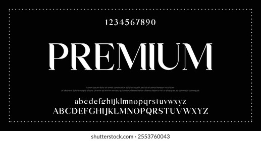 Elegant Font Uppercase Lowercase And Number. Classic Lettering Minimal Fashion Designs. Typography modern serif fonts regular decorative vintage concept. vector illustration