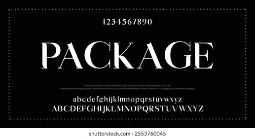 Elegant Font Uppercase Lowercase And Number. Classic Lettering Minimal Fashion Designs. Typography modern serif fonts regular decorative vintage concept. vector illustration