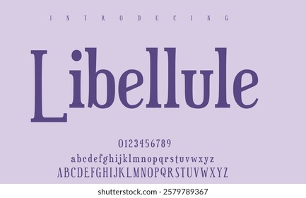 Elegant Font Uppercase Lowercase and Number.
Vector illustration. Typography modern serif fonts regular decorative vintage concept. Classic Lettering Minimal Fashion Designs. Perfect for Logos,