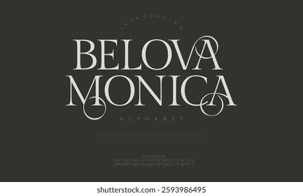 Elegant Font Uppercase Lowercase And Number. Classic Lettering Minimal Fashion Designs. Typography modern serif fonts regular decorative vintage concept. vector illustration