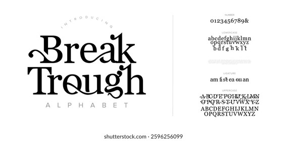 Elegant Font Uppercase Lowercase And Number. Classic Lettering Minimal Fashion Designs. Typography modern serif fonts regular decorative vintage concept. vector illustration