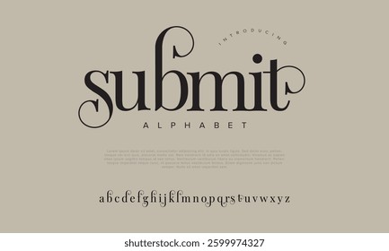 Elegant Font Uppercase Lowercase And Number. Classic Lettering Minimal Fashion Designs. Typography modern serif fonts regular decorative vintage concept. vector illustration