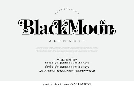 Elegant Font Uppercase Lowercase And Number. Classic Lettering Minimal Fashion Designs. Typography modern serif fonts regular decorative vintage concept. vector illustration