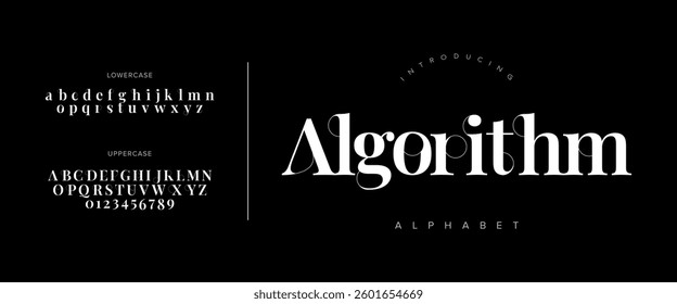 Elegant Font Uppercase Lowercase And Number. Classic Lettering Minimal Fashion Designs. Typography modern serif fonts regular decorative vintage concept. vector illustration