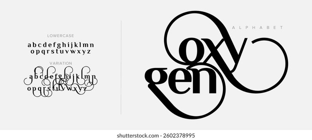Elegant Font Uppercase Lowercase And Number. Classic Lettering Minimal Fashion Designs. Typography modern serif fonts regular decorative vintage concept. vector illustration
