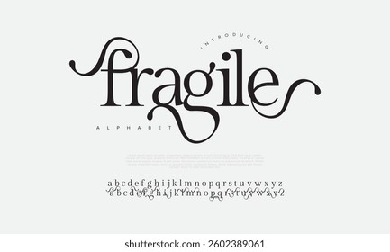 Elegant Font Uppercase Lowercase And Number. Classic Lettering Minimal Fashion Designs. Typography modern serif fonts regular decorative vintage concept. vector illustration