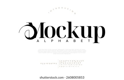 Elegant Font Uppercase Lowercase and Number. Classic Lettering Minimal Fashion Designs. Typography modern serif fonts regular decorative vintage concept. vector illustration
