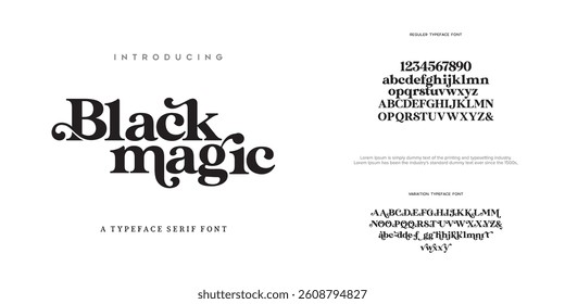 Elegant Font Uppercase Lowercase and Number. Classic Lettering Minimal Fashion Designs. Typography modern serif fonts regular decorative vintage concept. vector illustration
