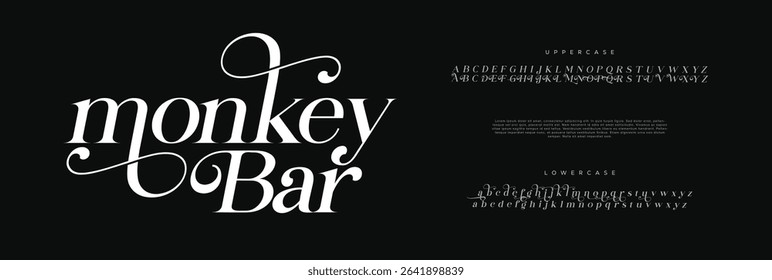 Elegant Font Uppercase Lowercase and Number. Classic Lettering Minimal Fashion Designs. Typography modern serif fonts italic decorative vintage concept. vector illustration
