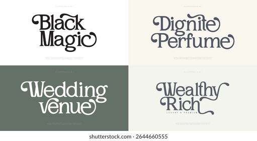 Elegant Font Uppercase Lowercase And Number. Classic Lettering Minimal Fashion Designs. Typography modern serif fonts regular decorative vintage concept. vector illustration
