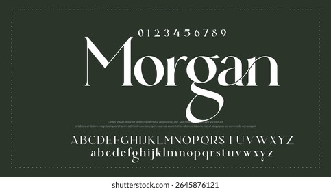 Elegant Font Uppercase Lowercase and Number. wedding font, Classic Lettering Minimal Fashion Designs. Typography modern serif fonts regular decorative vintage concept. vector illustration