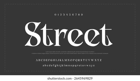 Elegant Font Uppercase Lowercase and Number. Classic Lettering Minimal Fashion Designs. Typography modern san Sanserif fonts regular decorative vintage concept. vector illustration