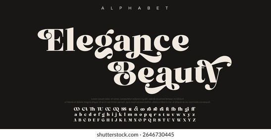 Elegant Font Uppercase Lowercase and Number. Classic Lettering Minimal Fashion Designs. Typography modern serif fonts regular decorative vintage concept. vector illustration