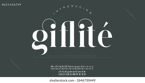 Elegant Font Uppercase Lowercase and Number. Classic Lettering Minimal Fashion Designs. Typography modern serif fonts regular decorative vintage concept. vector illustration