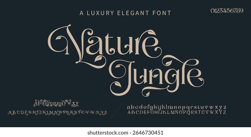 Elegant Font Uppercase Lowercase and Number. Classic Lettering Minimal Fashion Designs. Typography modern serif fonts regular decorative vintage concept. vector illustration