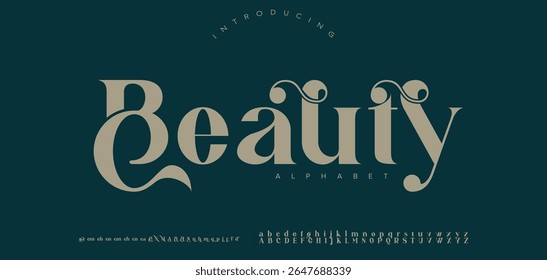 Elegant Font Uppercase Lowercase and Number. Classic Lettering Minimal Fashion Designs. Typography modern serif fonts regular decorative vintage concept. vector illustration