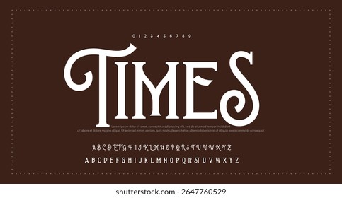 Elegant Font Uppercase Lowercase and Number. Classic Lettering Minimal Fashion Designs. Typography modern serif fonts regular decorative vintage concept. vector illustration