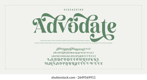 Elegant Font Uppercase Lowercase and Number. Classic Lettering Minimal Fashion Designs. Typography modern serif fonts regular decorative vintage concept. vector illustration