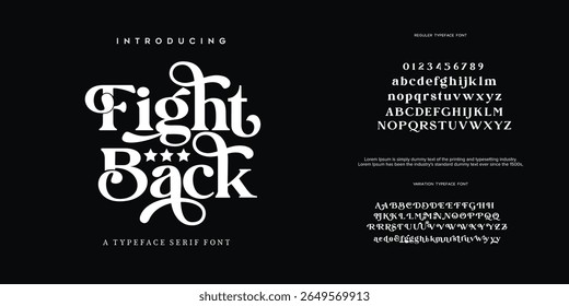 Letra elegante maiúscula minúscula e número. Clássico Lettering minimal Fashion Designs. Tipografia modernas fontes serif conceito vintage decorativo regular. ilustração vetorial