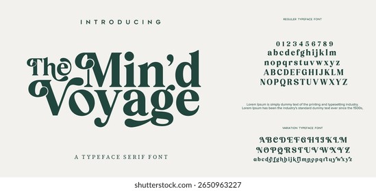 Elegant Font Uppercase Lowercase and Number. Classic Lettering Minimal Fashion Designs. Typography modern serif fonts regular decorative vintage concept. vector illustration