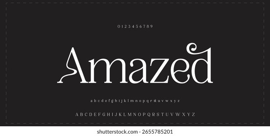 Letra elegante maiúscula minúscula e número. Clássico Lettering minimal Fashion Designs. Tipografia modernas fontes serif conceito vintage decorativo regular. ilustração vetorial