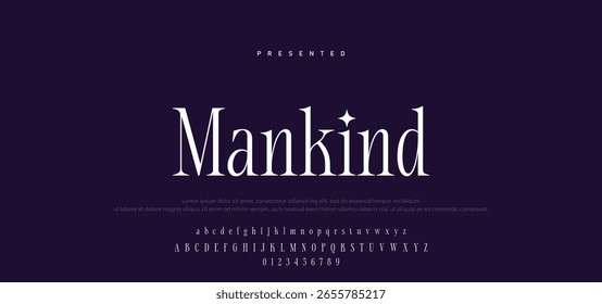 Elegant Font Uppercase Lowercase and Number. Classic Lettering Minimal Fashion Designs. Typography modern serif fonts regular decorative vintage concept. vector illustration