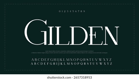 Elegant Font Uppercase Lowercase and Number. Classic Lettering Minimal Fashion Designs. Typography modern Serif fonts regular decorative vintage concept.
