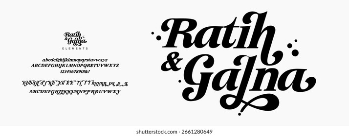 Elegant Font Uppercase Lowercase and Number. Classic Lettering Minimal Fashion Designs. Typography modern serif fonts regular decorative vintage concept. vector illustration