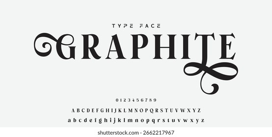 Elegant Font Uppercase Lowercase Number And Ampersand. Classic Lettering Minimal Fashion Designs. Typography modern serif fonts regular decorative vintage concept. vector illustration