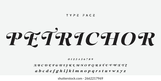 Elegant Font Uppercase Lowercase Number And Ampersand. Classic Lettering Minimal Fashion Designs. Typography modern serif fonts regular decorative vintage concept. vector illustration