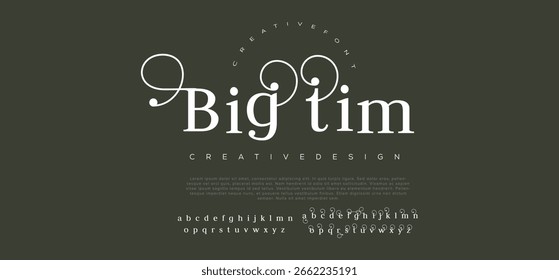 Elegant Font Uppercase Lowercase and Number. Classic Lettering Minimal Fashion Designs. Typography modern serif fonts regular decorative vintage concept. vector illustration