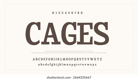 Elegant Font Uppercase Lowercase and Number. Classic Lettering Minimal Fashion Designs. Typography  fonts regular decorative vintage concept. vector illustration