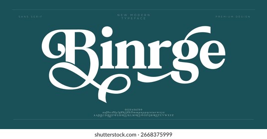 Elegant Font Uppercase Lowercase and Number. Classic Lettering Minimal Fashion Designs. Typography fonts regular decorative vintage concept. vector illustration