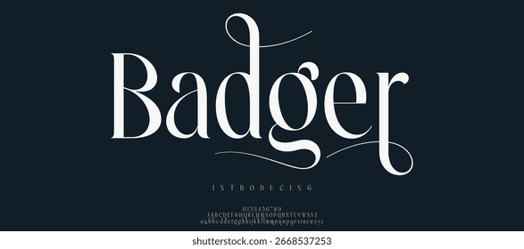 Elegant Font Uppercase Lowercase and Number. Classic Lettering Minimal Fashion Designs. Typography fonts regular decorative vintage concept. vector illustration