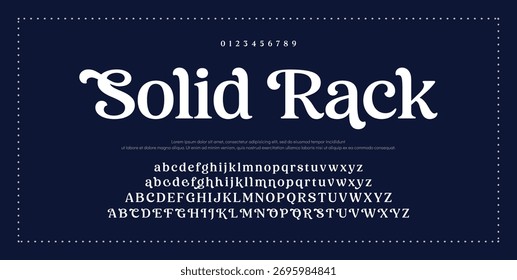 Letra Elegante Maiúscula Minúscula E Número. Clássico Lettering minimal Fashion Designs. Tipografia modernas fontes serif conceito vintage decorativo regular. ilustração vetorial