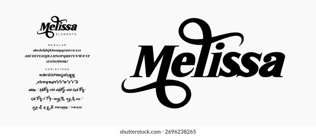 Elegant Font Uppercase Lowercase and Number. Classic Lettering Minimal Fashion Designs. Typography modern serif fonts regular decorative vintage concept. vector illustration