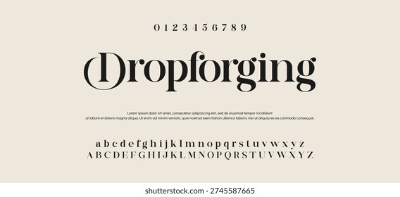 Elegant Font Uppercase Lowercase and Number. Classic Lettering Minimal Fashion Designs. Typography modern serif fonts regular decorative vintage concept. vector illustration