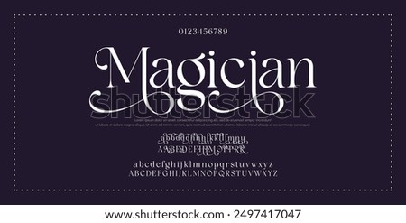 Elegant Font Uppercase Lowercase and Number. Classic Lettering Minimal Fashion Designs. Typography modern serif fonts regular decorative vintage concept. vector illustration