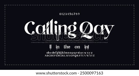 Elegant Font Uppercase Lowercase and Number. wedding font, Classic Lettering Minimal Fashion Designs. Typography modern serif fonts regular decorative vintage concept. vector illustration