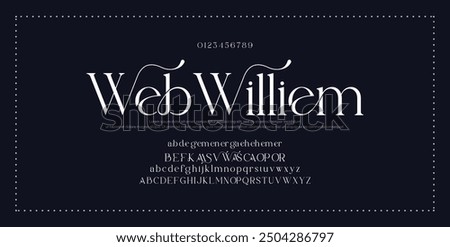Elegant Font Uppercase Lowercase and Number. Classic Lettering Minimal Fashion Designs. Typography modern serif fonts regular decorative vintage concept. vector illustration