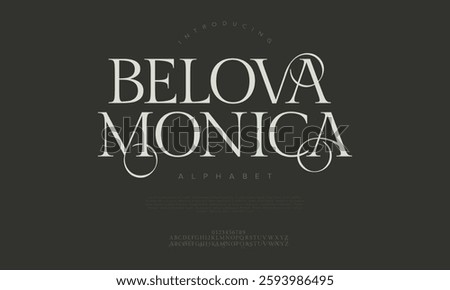 Elegant Font Uppercase Lowercase And Number. Classic Lettering Minimal Fashion Designs. Typography modern serif fonts regular decorative vintage concept. vector illustration
