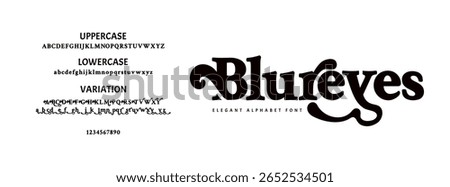 Elegant Font Uppercase Lowercase and Number. Ligature vector illustration