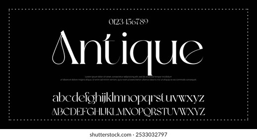 Elegant Font Uppercase Lowercase. Elegant Script Font Classic Lettering Minimal Fashion Designs. Typography modern serif fonts regular decorative vintage concept. vector illustration