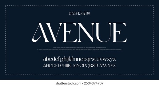 Elegante fuente mayúscula minúscula. Elegante Script Font Letras clásicas Diseños de moda minimalistas. Tipografía moderna serif Fuentes concepto vintage decorativo regular. Ilustración vectorial