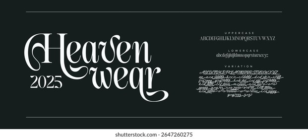 Elegant font, vintage type or luxury premium typeface, vector English royal alphabet. Classic typography in modern or old art deco style, serif letters for modern or retro poster font 
